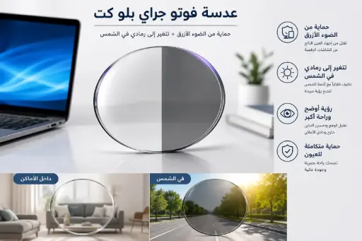 [PR/76601] عدسة حماية من الضوء الأزرق متغيرة اللون رماديBlue Cut Photo Gry