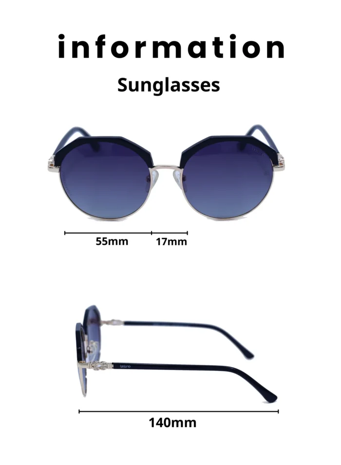 ⁦Baleno Round Sunglasses with Polarized UV Protection Lenses – Lightweight, Durable Metal Frame for Men & Women, Perfect for Driving, Travel, and Outdoor Activities" BALENO 6107 C1⁩ - الصورة ⁦2⁩