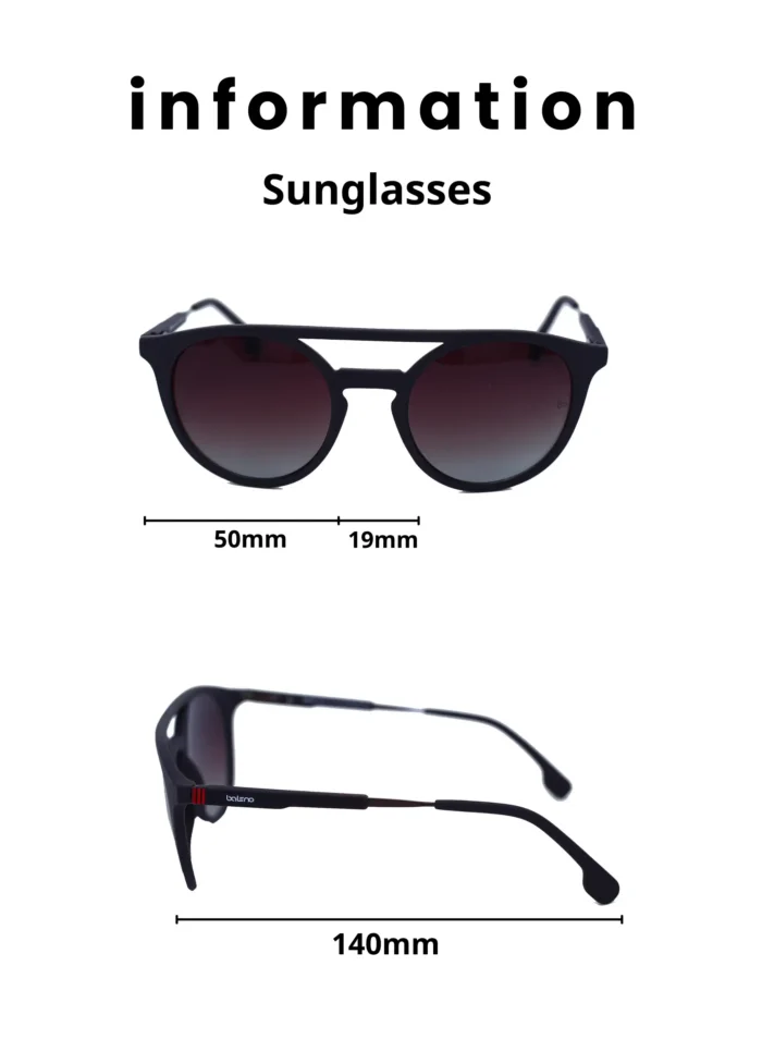 ⁦Baleno Aviator Sunglasses with Polarized UV Protection Lenses – Lightweight, Durable Metal Frame for Men & Women, Perfect for Driving, Travel, and Outdoor Activities" 8032s C5⁩ - الصورة ⁦2⁩