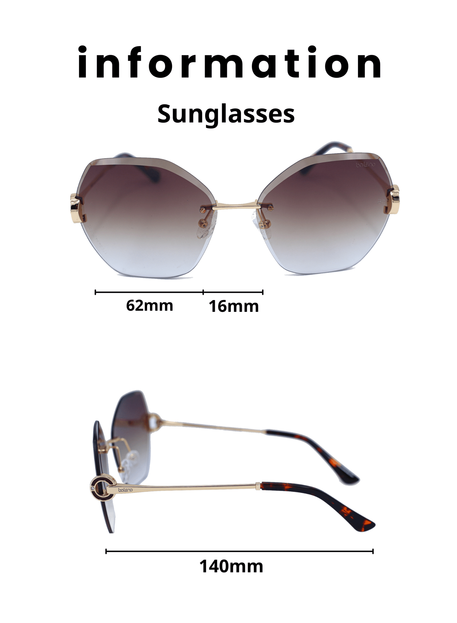 ا Baleno Hexagonal Sunglasses with Polarized UV Protection Lenses – Lightweight, Durable Metal Frame for Women, Perfect for Driving, Travel